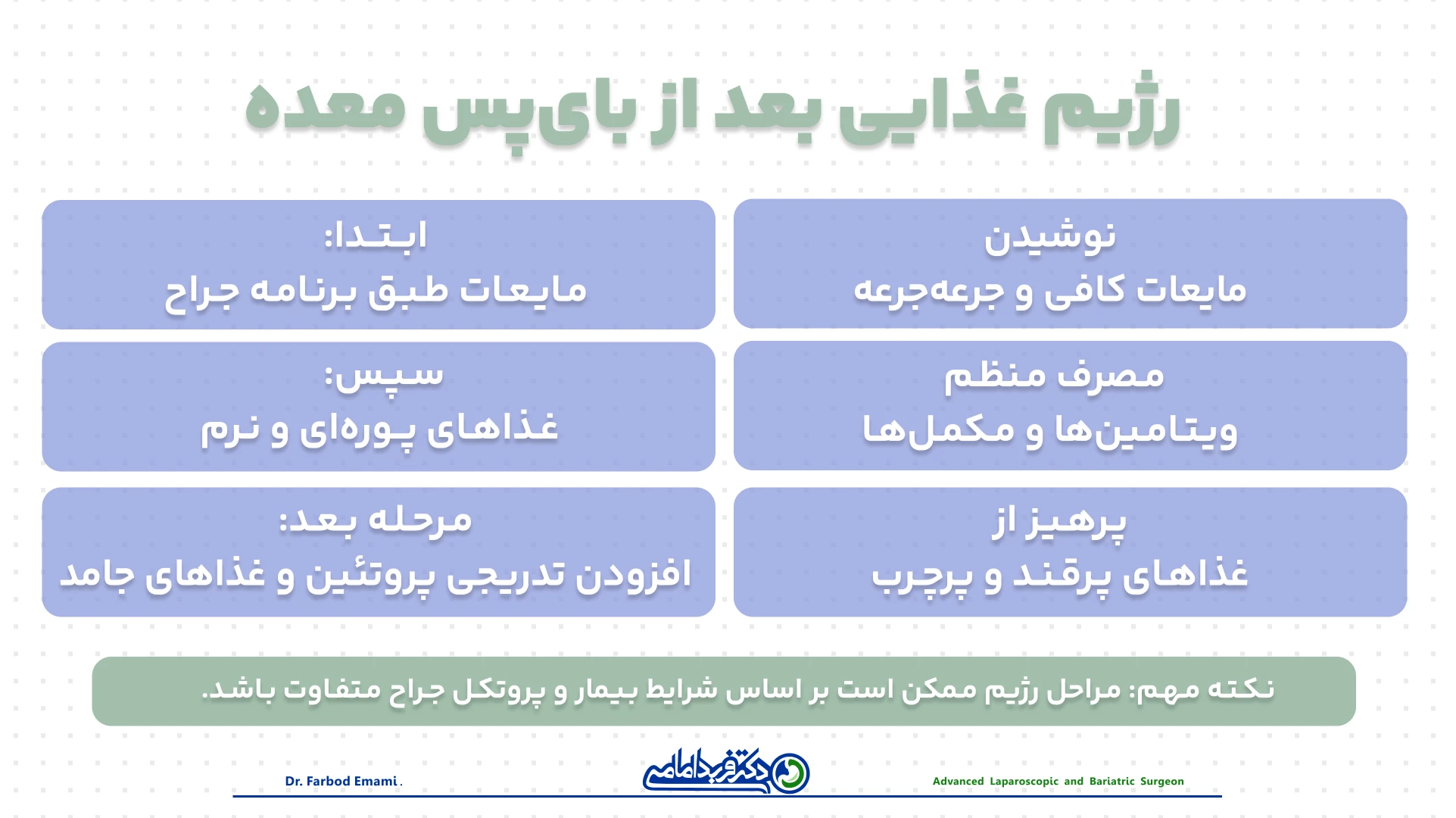 رژیم غذایی بعد از بای‌پس معده 